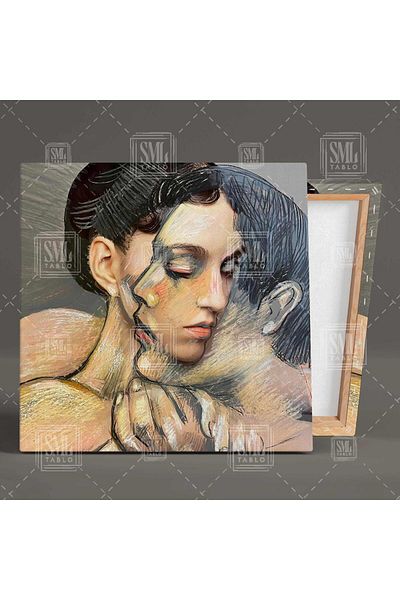 SML TABLO Portret de femeie și bărbat în interiorul pătratului de pânză