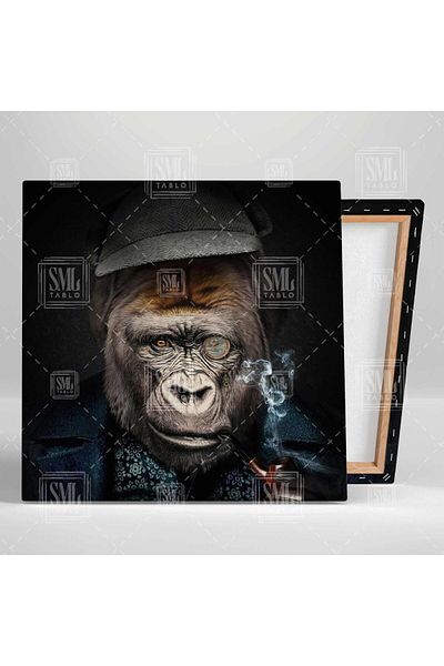 SML TABLO Καπέλο που κάνει πίπα Μαϊμού Smoke Animal Art Τετράγωνος πίνακας σε καμβά