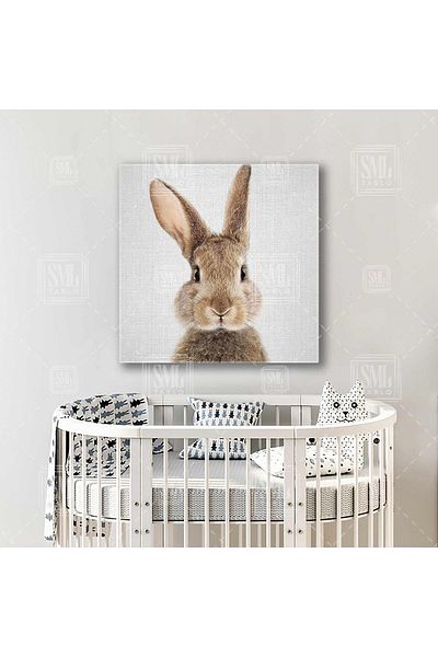 SML TABLO Baby Rabbit Cute Παιδικό Δωμάτιο Καμβάς Τετράγωνος Πίνακας Καμβά