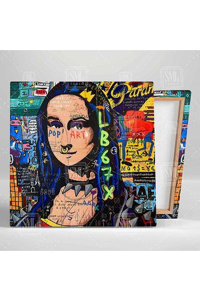 SML TABLO Leonardo Da Vinci Mona Lisa Graffiti Μοντέρνο τετράγωνο καμβάς