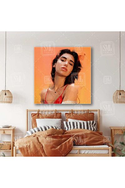 SML TABLO Dua Lipa Διάσημος Τραγουδιστής Πορτρέτο Τετράγωνος Πίνακας Καμβά