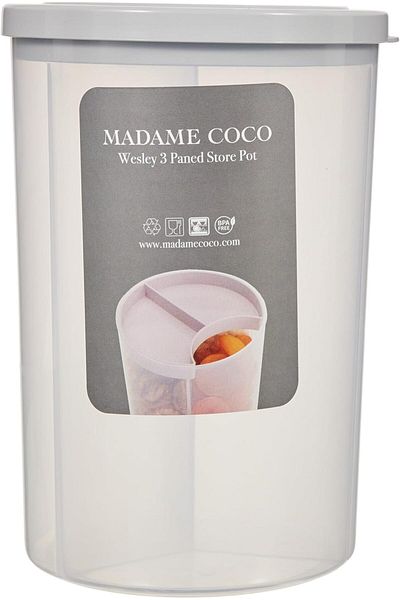 LUXE Coco Wesley 3 Compartment Food Container, Soft Gray Lxshp 1055529