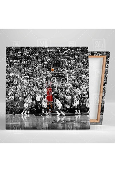 SML TABLO Michael Jordan Üçlük Son Atış Chicago Bulls Basketbol Nba Kırmızı Forma Yatay Kanvas Tablo