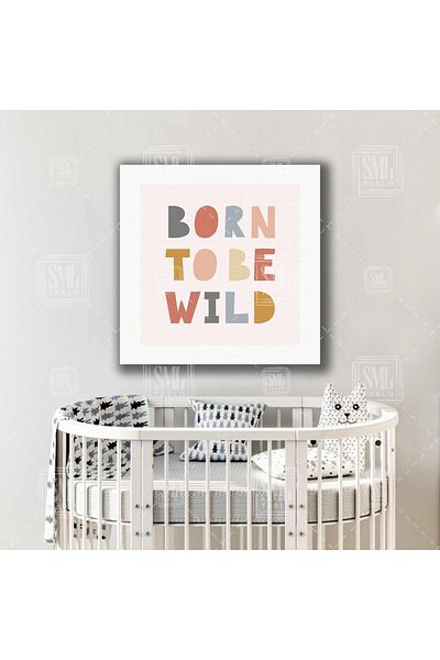 SML TABLO Born To Be Wild Baby Room Τυπογραφικό τετράγωνο ζωγραφική σε καμβά