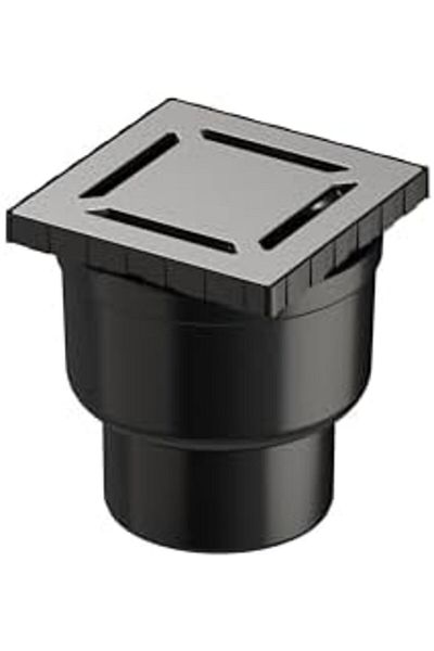 Mu Art Ahşap V-flow Square 5608276 مصرف دش مع مخرج سفلي، 10x10 سم، غطاء Dk 100، كروم غير لامع