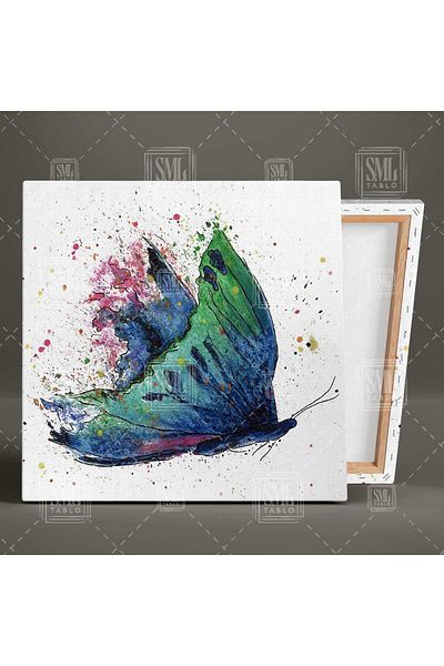 SML TABLO Πολύχρωμο Flying Butterfly Animal Διακοσμητικό τετράγωνο καμβά