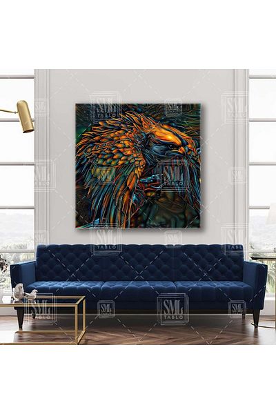 SML TABLO Εκτύπωση σε καρτέλα Eagle Abstract Colors Animal Decoration Τετράγωνος καμβάς