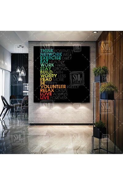 SML TABLO Love Always Positive Life Στοιχεία Διαθετικά Στοιχεία Τετράγωνος πίνακας σε καμβά