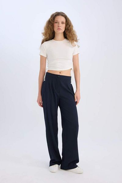 DeFacto New Season Wide Leg Fabric Palazzo Trousers Regular Waist Wide Loose Leg Pockets Standard Size