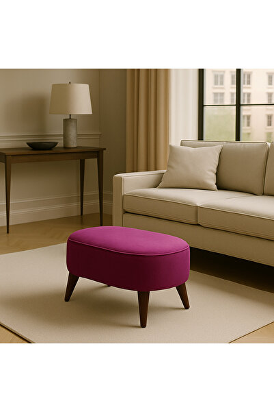 A5 HOME Oval Puf Koltuk Mürdüm 53x35 Uzanma Koltuğu Makyaj Koltuğu