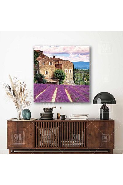 SML TABLO Italia Toscana Valley Houses Stone House Nostagic Decorativ Pătrat Canvas Print