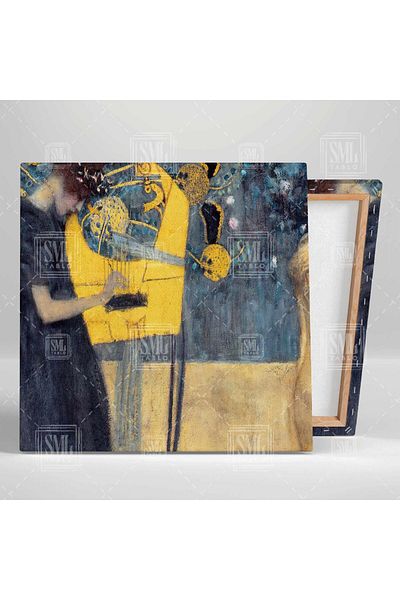 SML TABLO Gustav Klimt Ζωγραφική Μουσικής Γυναίκα που παίζει άρπα Τετράγωνος πίνακας σε καμβά