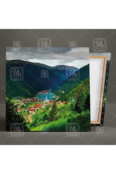 SML TABLO Trabzon Uzungöl Munte și lac Marea Neagră Natură Peisaj Pictură pătrată pe pânză