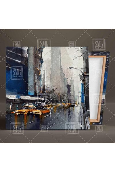 SML TABLO Imaginea orașului Traficul Strada Taxis City View Square Canvas Painting