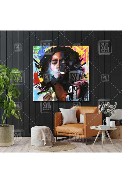 SML TABLO Bob Marley Street Art Graffiti Μύθος τραγουδιστής τετράγωνος πίνακας σε καμβά