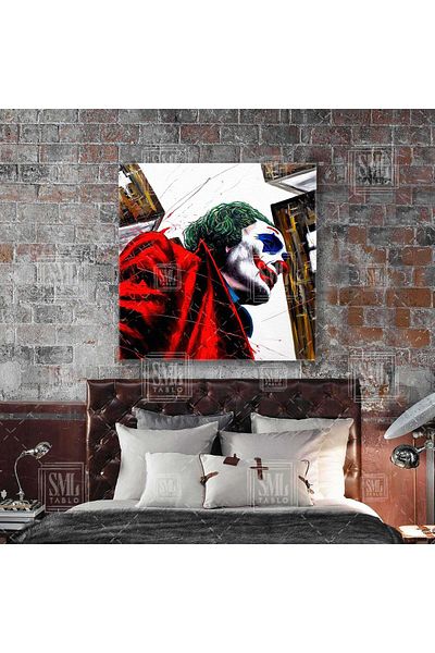 SML TABLO Joker în haină roșie care se plimbă în orașul Gotham City Square Canvas Painting