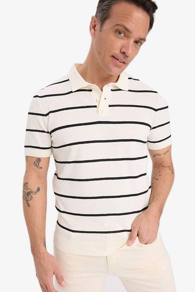 DeFacto Standard Fit Striped Short Sleeve Knitwear Polo T-Shirt E2701Ax25Sp