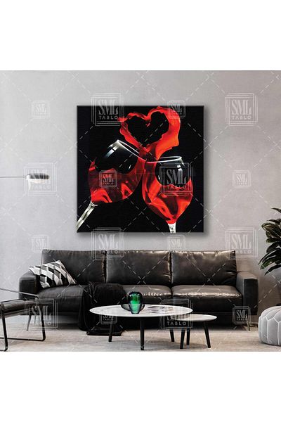 SML TABLO Pictură pe pânză Square Love Love Square dintr-un pahar de sticlă