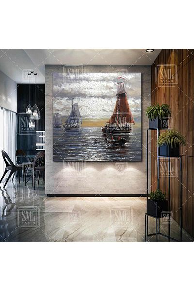 SML TABLO Plănuși pe mare Natură pe malul mării Decor peisaj Pictură pătrată pe pânză
