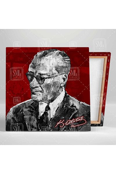 SML TABLO Pictură pe pânză pătrată Beşiktaş cu semnătură Mustafa Kemal Atatürk