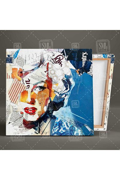 SML TABLO Marliyn Monroe Desen Jurnal Colaj Tehnici mixte Design de artă Pictură pătrată pe pânză