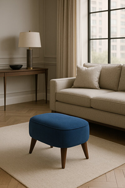 Genel Markalar Oval Puf Koltuk, Lacivert, 53x35, Rahat Uzanma ve Makyaj için ...