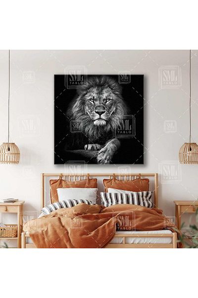 SML TABLO Noble Lion King of the Forest Καρισματικό ζωικό τετράγωνο καμβά