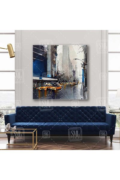 SML TABLO Imaginea orașului Traficul Strada Taxis City View Square Canvas Painting