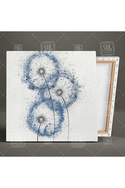 SML TABLO Dandeleon Blue Dandelion Φυτό Σχέδιο Εικονογράφηση Nature Square Canvas Painting