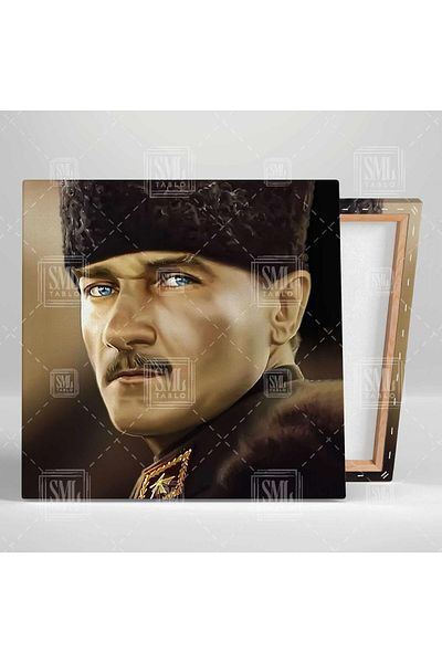 SML TABLO Mustafa Kemal Atatürk Brave Τουρκικό τετράγωνο καμβάς με καπέλο