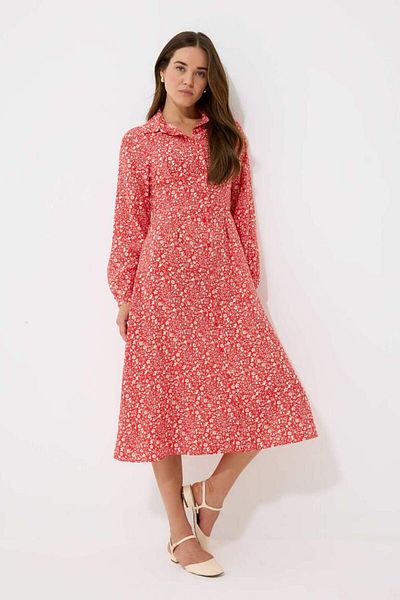 DeFacto New Season Shirt Collar Patterned Long Sleeve Midi Dress