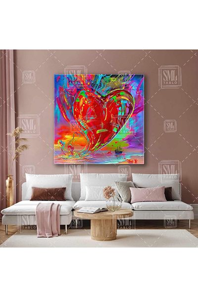 SML TABLO Neon Reflecting Big Red Heart Love Love Romantic Canvas Painting