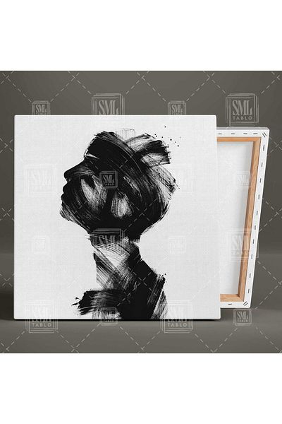 SML TABLO Brushstroke Ανδρικό Σιλουέτα Μαύρο Μελάνι Τετράγωνο Πίνακας Καμβά