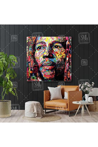 SML TABLO Bob Marley Collage Artă Tipografie Pictură pătrată pe pânză