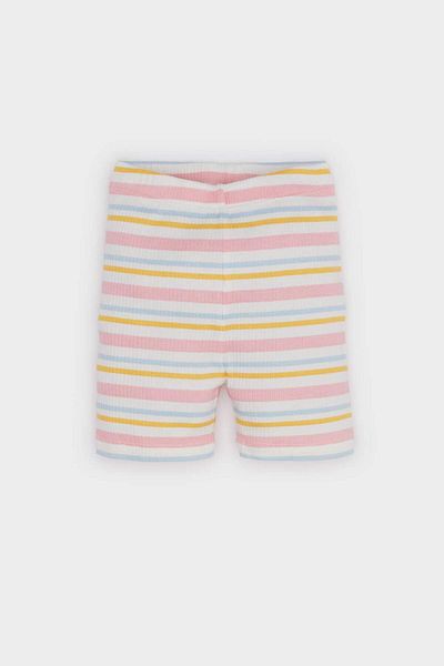 DeFacto Baby Girls Pajama Set Printed Short Sleeve Ribbed Camisole Top with Elastic Waist Striped Shorts E4646A525