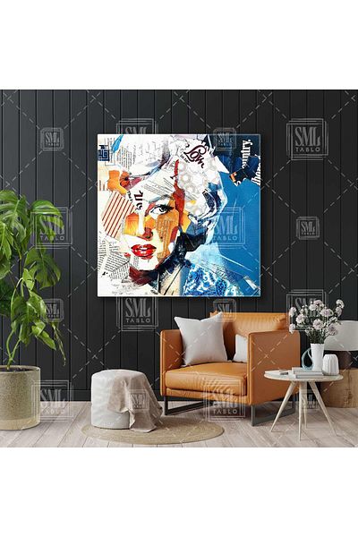SML TABLO Marliyn Monroe Desen Jurnal Colaj Tehnici mixte Design de artă Pictură pătrată pe pânză