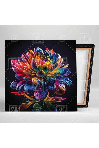 SML TABLO Χρυσάνθεμο Flower Artificial Intelligence Plant Decor Τετράγωνος πίνακας σε καμβά