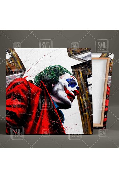 SML TABLO Joker în haină roșie care se plimbă în orașul Gotham City Square Canvas Painting