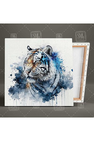 SML TABLO Tiger Illustration Ακουαρέλα Splashes Noble Animal Τετράγωνος πίνακας σε καμβά