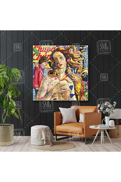 SML TABLO Născutul Veneției Graffiti Street Art Street Art Boticelli Pictură pătrată pe pânză