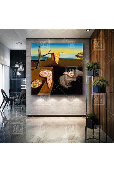 SML TABLO Faimosul pictor Salvador Dali Memoria lui Amnesia Pictură Versiunea Pizza Pictură pătrată pe pânză