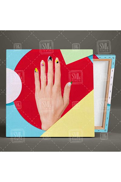 SML TABLO Πολύχρωμα νύχια Nail Art Γεωμετρικά Σχήματα Διακόσμηση Τετράγωνος Πίνακας ζωγραφικής σε καμβά