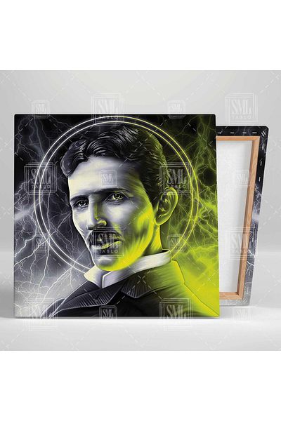 SML TABLO Nicola Tesla Inginer electric Inventor Științist Portret Pictură pătrată pe pânză