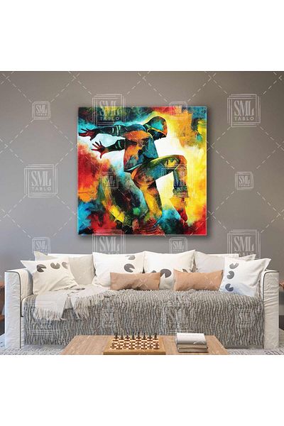 SML TABLO Break Dancer Modern Street Dancer Brush Traces Τετράγωνος πίνακας σε καμβά