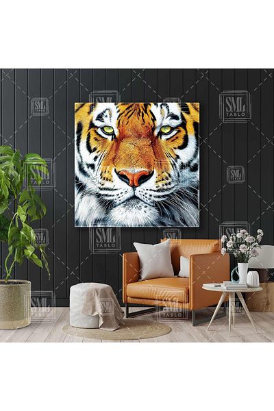 SML TABLO Portret de tigru charismatic Pictură decorativă pe pânză pătrată cu animale