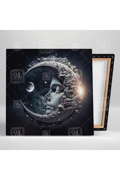 SML TABLO Σύμβολο του φεγγαριού Sleeping Moon Night Τετράγωνο ζωγραφική σε καμβά μεταξύ των αστεριών
