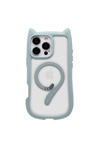 Zebana Apple iPhone 16 Pro Max Uyumlu Kılıf Zebana MagiCat Silikon Kılıf (Kablosuz Şaj Destekli) Açık Mavi