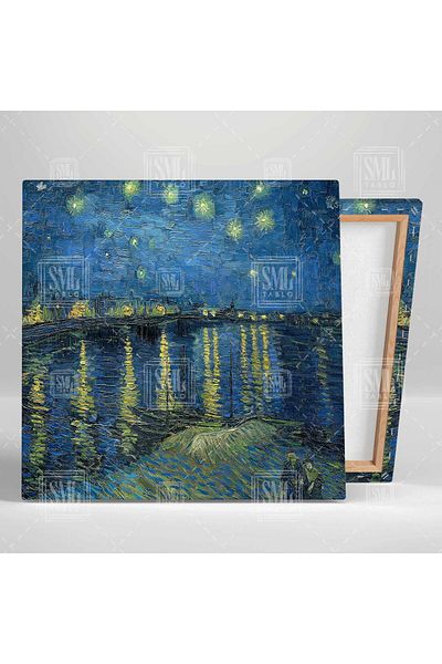 SML TABLO Van Gogh Starry Night Reflection of the Stars Φύση Τοπίο Τετράγωνος καμβάς