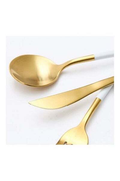 HALAMODO 3-Piece Stainless Steel Cutlery Set White/Gold