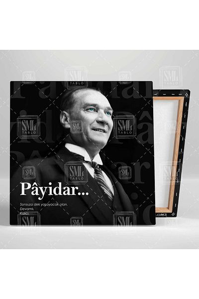 SML TABLO Gazi Mustafa Kemal Atatürk Payidar Sense of Word Pictură tipografică pătrată pe pânză